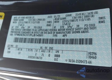 2023 Ford Bronco из США, поврежденный, VIN 1FMDE5CH1PLB14501